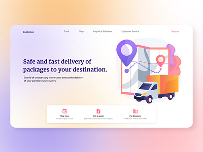 Delivery of parcels homepage delivery delivery service design homepage ui ux uxuidesign web webdesig website website design