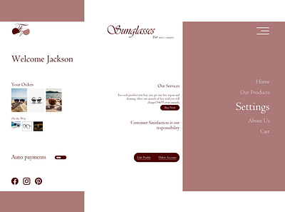 Settings page for Sunglasses company. dailyui dailyui007 dailyuichallenge design ui ui design ux web design webdesign