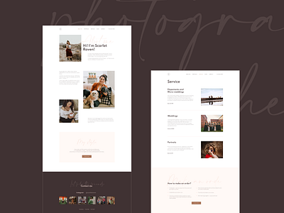 Photographer website (redesign concept) — Other pages