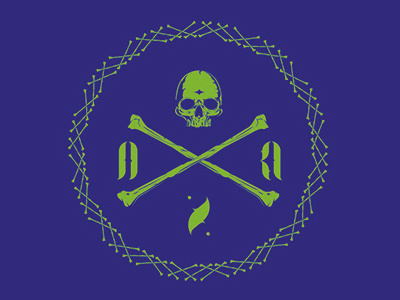 ONZA blue bones green logo onza print screenprinting skull tshirt