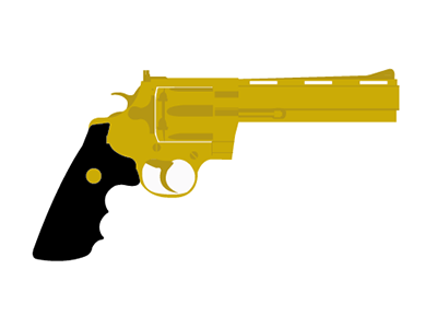 Golden Revolver 44 anaconda black colt gold golden graphic gun icon illustration magnum revolver