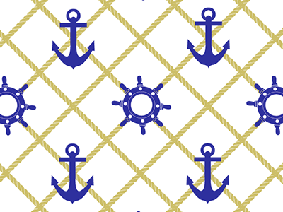 Ahoy! anchor blue clothes graphic illustration pattern rope rudder sailing textile vector white