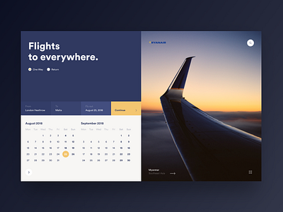 Ryanair calendar flights form ui website