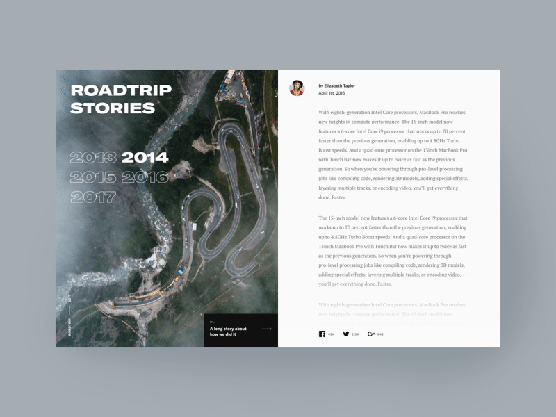 Roadtrip Stories animation design interactive magazine motion screen ui