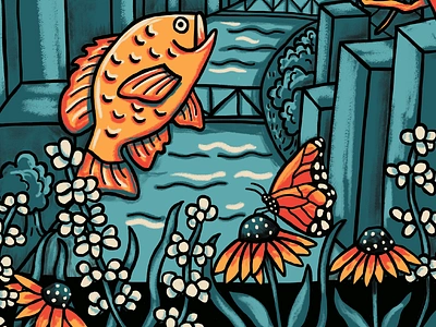 Chicago Patagonia Window Display close up butterfly chicago chicago river city earth day environment design fauna fish flora flowers illinois illustration mural nature outdoors patagonia plants poster river store display