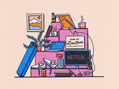 "Work From Home Essentials" illustration