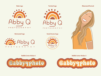 Logo and Branding Assets for Abby Q arizona branding illustrated icon illustrated portrait logo logo design logo marks photography logo retro sun vector portrait
