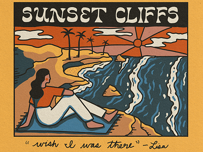Sunset Cliffs Vintage Postcard branding california coastline handlettering illustration landscape nature ocean outdoors postcard san diego sunset cliffs travel vintage