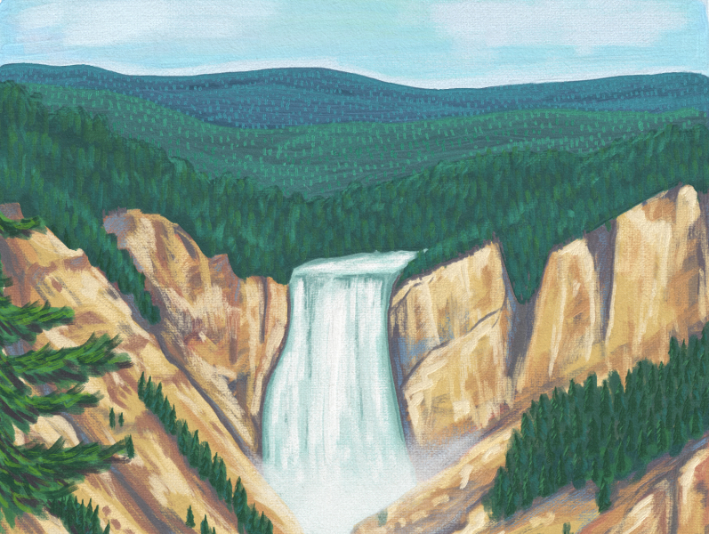 Digital Oil Painting of Yellowstone National Park by Lisa McCormick on ...