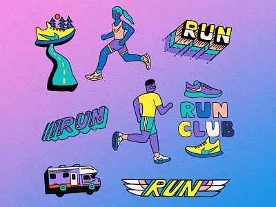 Nike Run Club Gif Stickers branding characterdesign colorful fitness gif gifs health nike run running social media sports sticker stickers trail running