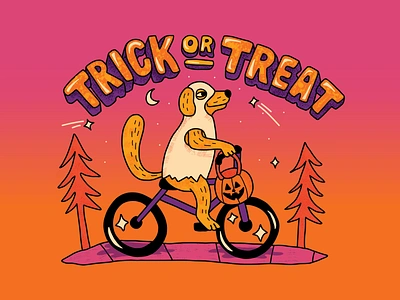 Trick of Treat Doggo GIF (Halloween 2020) adobe fresco animal animated bike branding bubble letters character colorful dog gif halloween hand lettering illustration playful pup socialmedia sticker vector