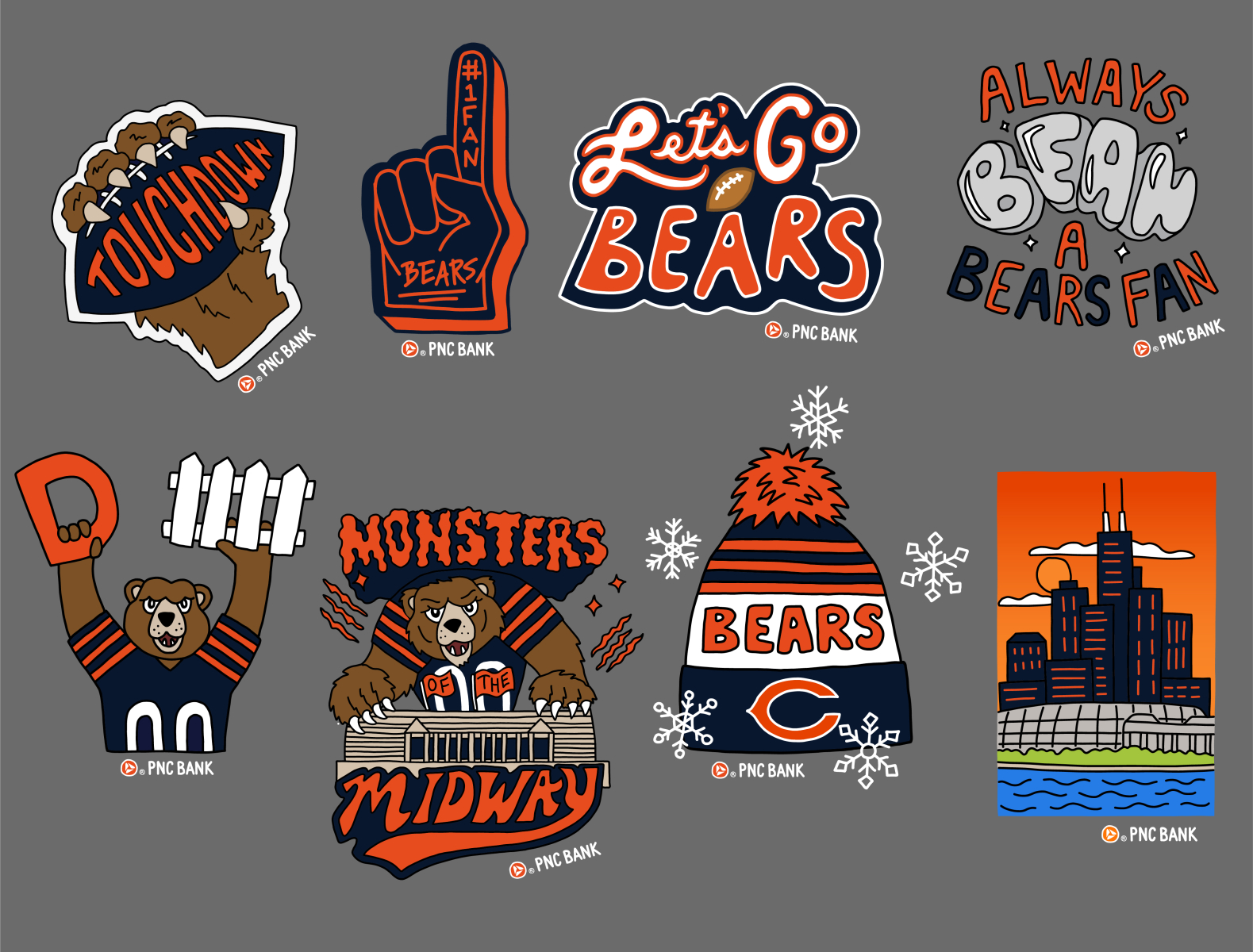 Illustrated GIFS for The Chicago Bears & PNC Bank by Lisa McCormick on  Dribbble