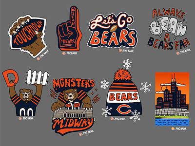 Illustrated GIFS for The Chicago Bears & PNC Bank bears chicago chicago bears espn football football season gifs hand lettering illustrated gifs illustration instagram nfl pnc bank sports
