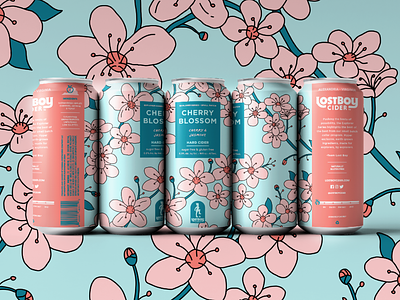 Lostboy Cider March Can: Cherry Blossom branding can cherry blossom cider drawing flowers illustration label merch design nature outdoors packaging packagingdesign