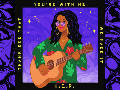 H.E.R. Character Design & Song Tribute band character design female guitar illustration music pop culture rb star woman
