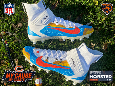 Handpainted Cleats NFL Chicago Bears player #MyCauseMyCleats bears boundary waters chicago chicago bears cleats football illustration lake nature nfl