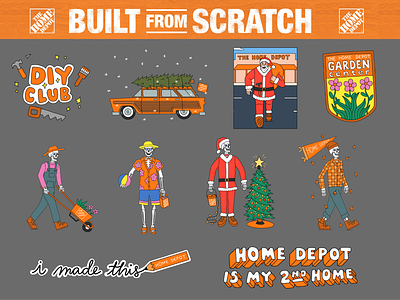 10 Giphy Stickers for Home Depot animated gif animation diy diy club gif giphy hammer home home depot illustration santa saw skeleton social media marketing stickers