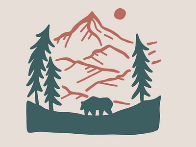 Brown Bear Silhouette adobe draw bear bear illustration design drawing illustration landscape mountains nature outdoors