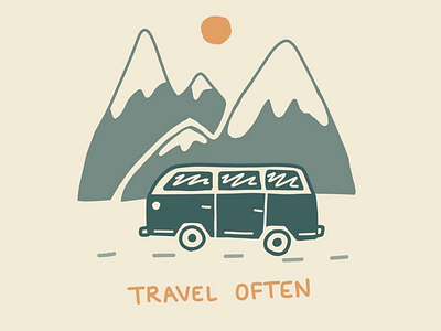 Travel Often graphic design illustration mountains mug design product art roadtrip simple t shirt