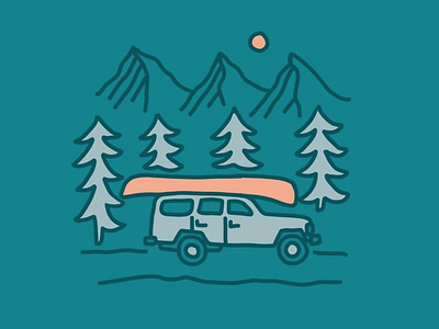 Travel More (alternative color scheme) adobe draw design drawing illustration landscape mountains nature outdoors simple t shirt truck