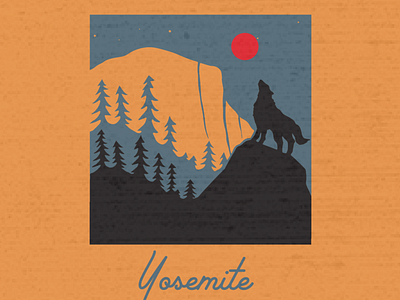 Yosemite adobe draw design drawing illustration landscape mountains nature outdoors simple wolf
