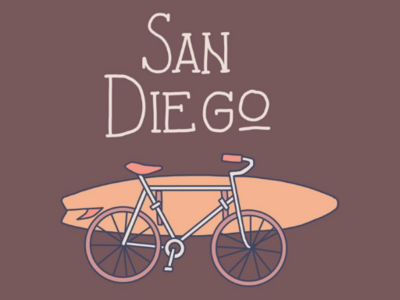 San Diego 2 bike california design drawing illustration san diego simple surf