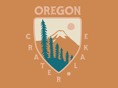 Oregon badge design crater lake design drawing illustration national park oregon shield