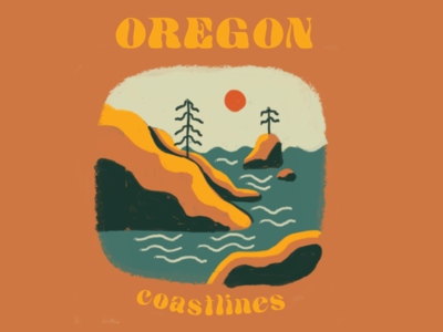 Oregon Coastline adventure art coastline drawing handdrawn illustration merch design oregon outdoors pnw roadtrip travel