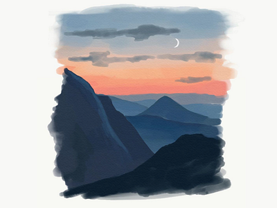 Sunset Layered Mountains (Digital Watercolor) adobe sketch design digital painting digital watercolor illustration landscape mountains national park nature outdoors sunset t shirt watercolors