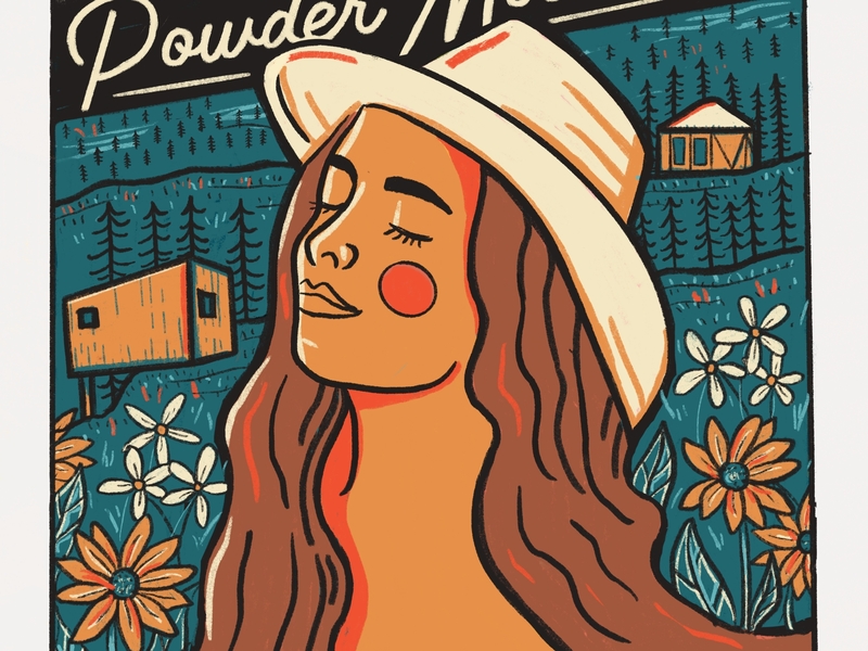 Powder Mountain (detail shot) cowgirl digital illustration drawing female girl illustration mountains portrait southwestern utah western wildflowers woman woman portrait