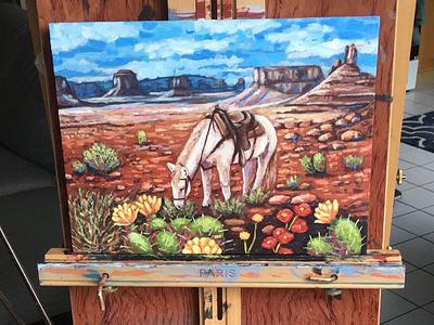 Southwest Desert *Acrylic on Canvas Panel* acrylic painting arizona cactus desert horse moab nature outdoors painting southwest southwestern utah wildlife