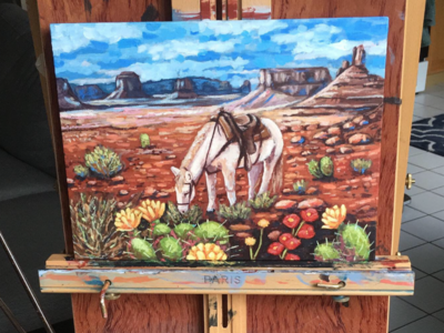 Southwest Desert *Acrylic on Canvas Panel* acrylic painting arizona cactus desert horse moab nature outdoors painting southwest southwestern utah wildlife