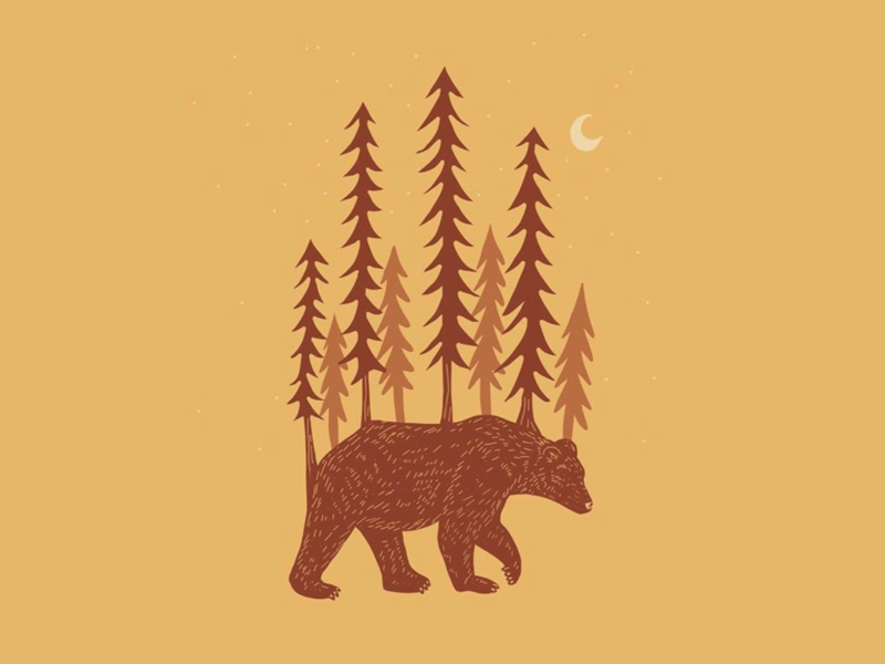 PNW Grizzly Bear Icon animal animal illustration bear drawing dribbbleweeklywarmup forest grizzly bear icon landscape mountains nature outdoors pnw t shirt trees washington wildlife