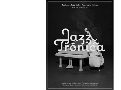 Jazztronica Xs Poster 3d blackandwhite blender design graphic design illustration jazz poster typography