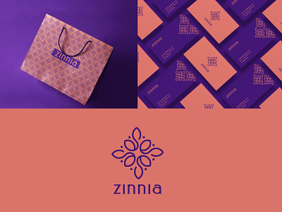 Zinnia Business Card Shopping bag beauty business cosmetics design element emblem fashion floral flower icon line logo luxury natural salon sign spa symbol template vector