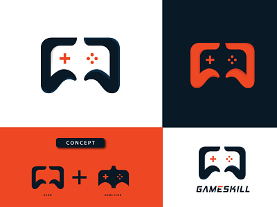 GAMESKILL background console design fun game gamelogo gamer gaming graphic handlogo icon illustration logo play sign symbol technology template vector video