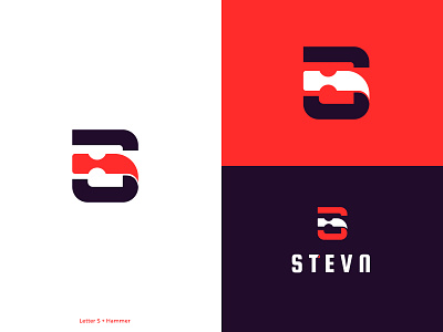 Steven ( Letter S + Hammer) architecture branding concept construction corporate creative design element graphic hammer home house icon letter letter s logo modern s symbol vector