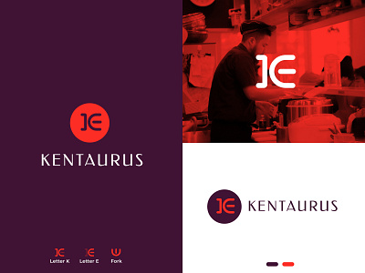 KENTAURUS brand branding cafe design font food identity letter e letter k lettering lettermark logo logomark monogram restaurant royal shop type typography vector