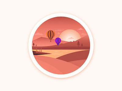 Sunset Air Balloon Illustrator