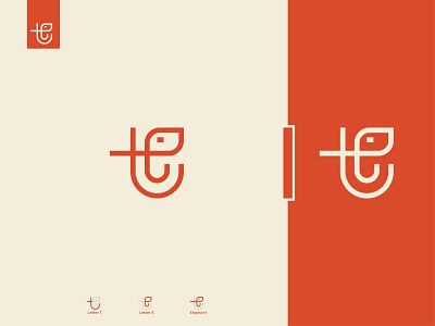 T letter + E letter + Elephant monogram
