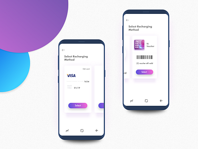 WE App - Payment Methods account app bill concept credit card minimalist mobile app payment tariff plan ui ux voucher