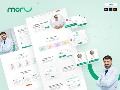 Moru_Website (Dental online booking) adobe xd business dentist design e commerce flat medical psd typography ui ui ux ux