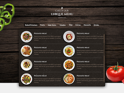 Restaurant Menu concept business design flat food photoshop psd restaurant template typography ui ux wordpress