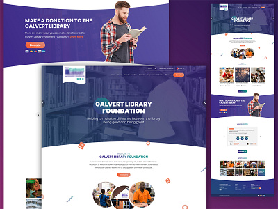 Library Homepage Design business design flat library psd template typography ui ux wordpress