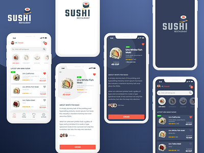 Sushi Restaurant adobe xd app design clean design dark theme food app inspiration ios restaurant app sushi ui ux