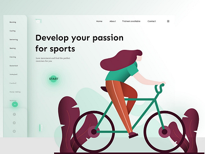 Green home page color design flat gradient green illustration shadow ui website