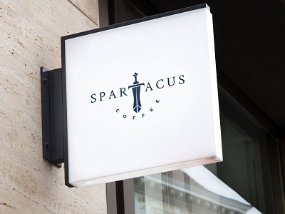 Spartacus blue bold brand identity branding classic coffee creative design golden ratio graphic design logo logo design logomaker negative space simple typography unique white