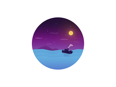 Night boat boat china icon illustration night ship sola