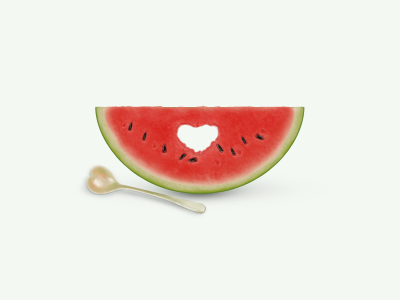 Heart melon&spoon china day icon melon sola spoon valentines