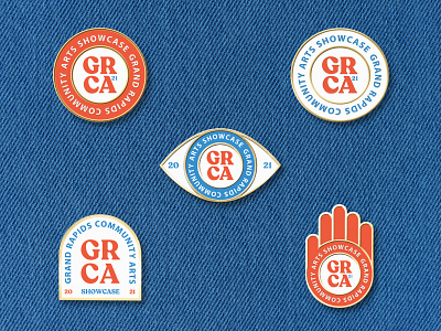 GRCA Grand Rapids Community Arts apparel branding buttons graphic design logo logo design pins tshirt